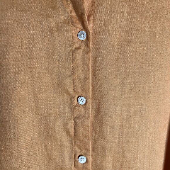 J Jill 100% Linen Orange Blouse Women’s XL Button Down Long Sleeve Collared - Picture 3 of 9